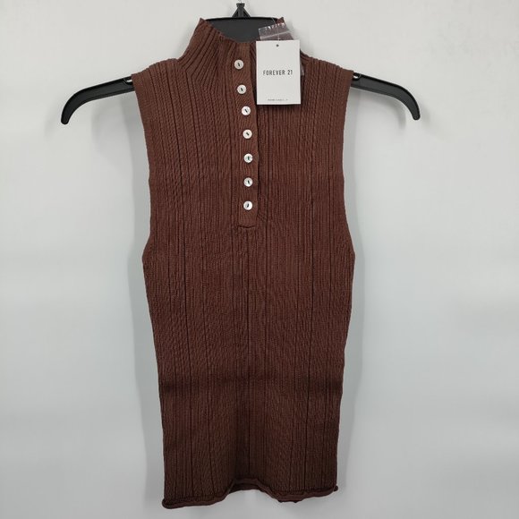 Forever 21 Funnel Neck Sweater-Knit Top Brown, Medium - Picture 2 of 7